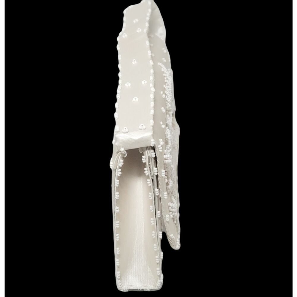 VINTAGE EMSON IVORY BEADED CLUTCH PURSE WITH HANDLE MADE ON HONG KONG READ - Picture 5 of 10